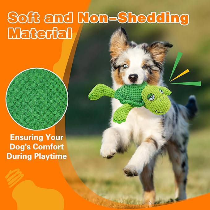 Squeaky Dog Toys, Cute Turtle Plush Toy for Dogs Indoor Play, Interactive Dog Toys with Non-Shedding Material for Small and Medium Dogs
