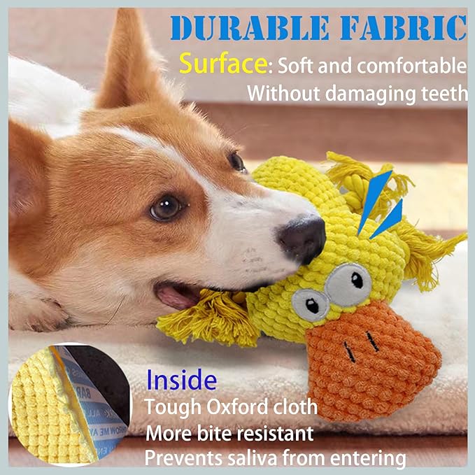Indestructible Dog Squeak Toys for Big Dogs, Durable Chew Toys for Aggressive Chewers, Tough Stuffed Animals, Toys with Cotton Material and Crinkle Paper,Suitable for Large, Medium and Small Dogs