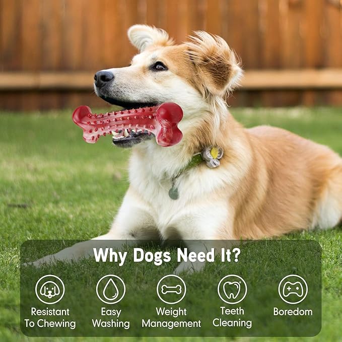 LosFong Tough Bone Dog Chew Toys for Aggressive Chewers, Bacon Flavor Indestructible Dog Toy for Medium & Large Breeds, Durable Chew Toys to Keep Them Busy, Reduce Boredom, Teeth Cleaning