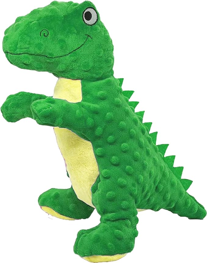 No Stuffing Dog Toys for Aggressive Chewers, Squeaky Wrinkled Toys, Durable Dog Chew Toys, Soft and Tough Plush Toys, Suitable for All Breeds of Dogs. (Dinosaur (Green))