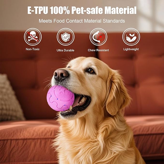 Interactive Dog Ball, Smart Dog Toy for Medium and Large Dogs, Automatic Moving, Rotating & Bouncing, E-TPU Material, IP54 Waterproof, Motion-Activated Dog Stimulation Toy to Keep Them Busy