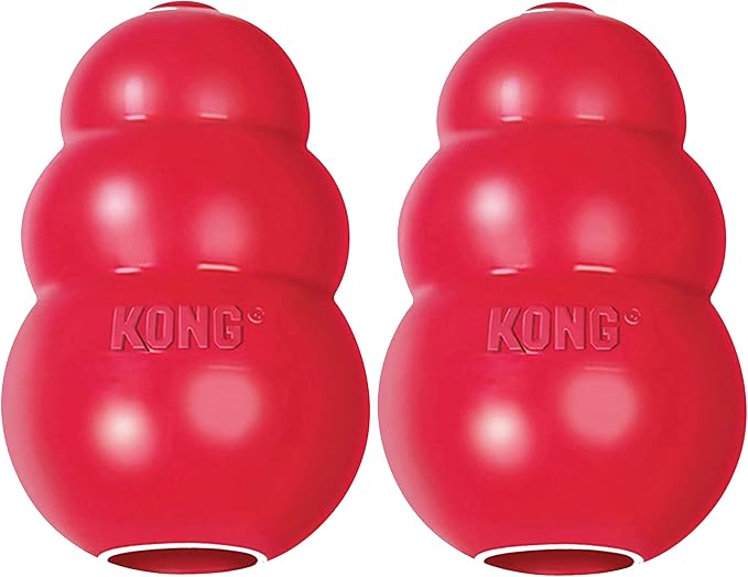 KONG Classic Stuffable Dog Toy - Fetch & Chew Toy for Dogs - Treat-Filling Capabilities & Erratic Bounce for Extended Play Time - Durable Natural Rubber Material - for Large Dogs (Pack of 2)
