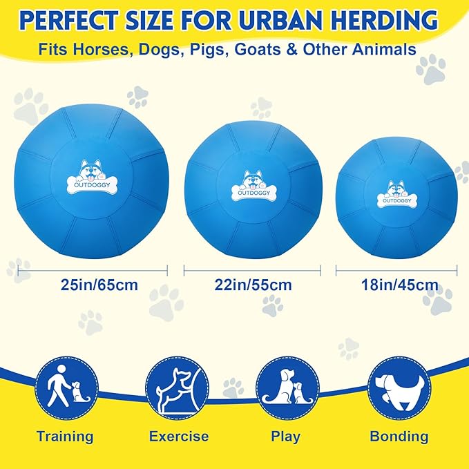 Herding Ball for Dogs 18 Inch - Dual-Layer Heavy Duty Herding Ball for Australian Shepherds, Border Collies & Corgis | Outdoor Herding Toy for Small/Medium Dogs - Backyard Chasing and Training - Blue
