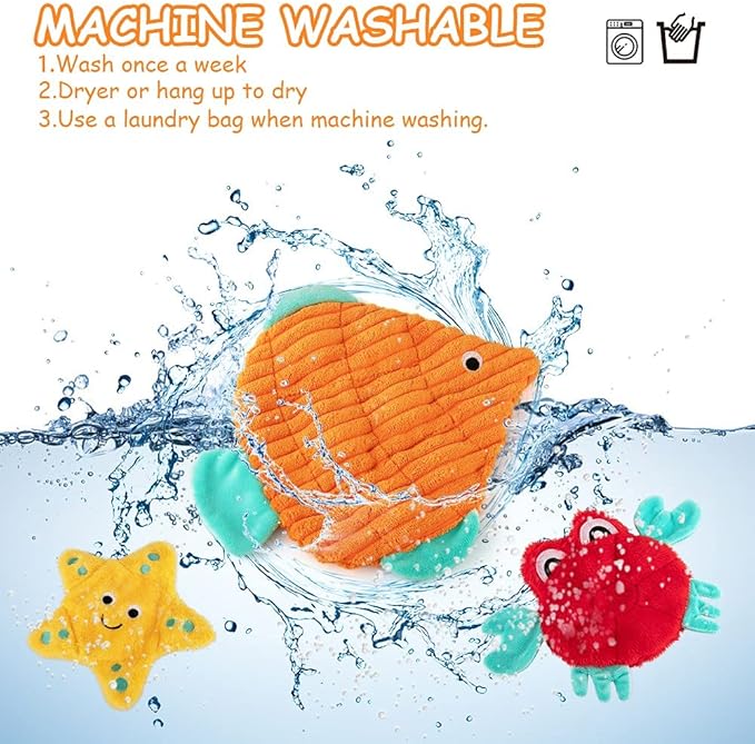 AWOOF No Stuffing Crinkle Squeaky Plush Dog Toys - Cute Animal Themed for Small to Large Dogs & Puppies - Bulk 5 Pack