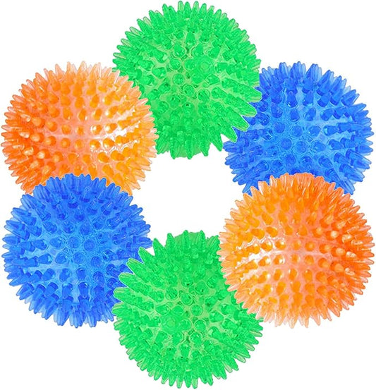 Orgrimmar 6 PCS Pet Squeaky Chewing Balls Dog Soft Stab Cleaning Teeth Toys Balls with High Bounce for Small Medium Large Pet Dog Cat Toys(Small,2.55in)
