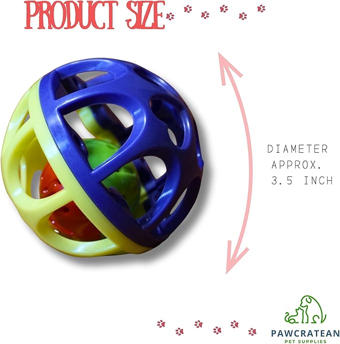 Large Cat Ball Toy with Bell - Durable, Self-Entertainment, Colorful Indoor Exercise (Yellow & Purple)