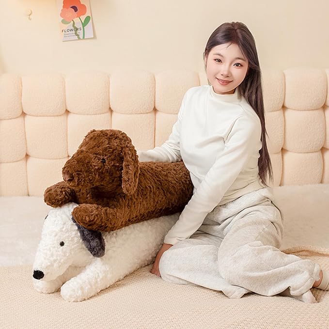 PEACH CAT Dachshund Dog Stuffed Animals 47.2” Long Wiener Puppy Plushies Soft Plush Toys Gifts for Adults Brown