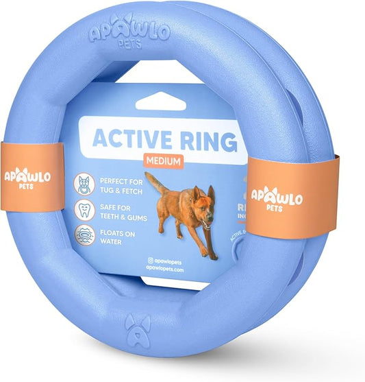 Set of 2 Active Dog Toy Rings - Floating Dog Rings for Outdoor Play, Training & Fetch - Durable Fetch Toy, Frisbee Alt, Outside Yard Toys for Medium Breeds - Blue