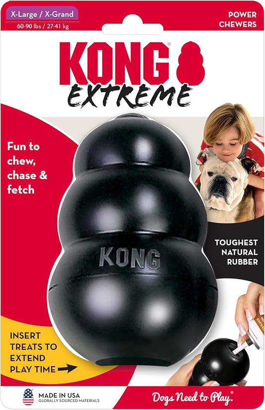 KONG Extreme Dog Toy - Fetch & Chew Toy - Treat-Filling Capabilities & Erratic Bounce for Extended Play Time Most Durable Natural Rubber Material - for Power Chewers - for X-Large Dogs