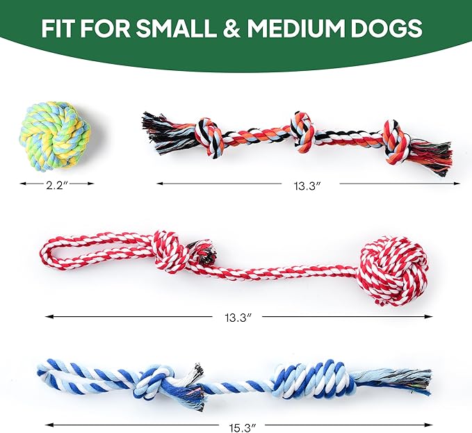Dog Rope Toy 4 Pack - Puppy Teething Toys for Small Medium Breed - Indestructible Dog Chew Toys for Aggressive Chewers - Cotton Tug of War Dog Toys for Boredom, Teeth Clean
