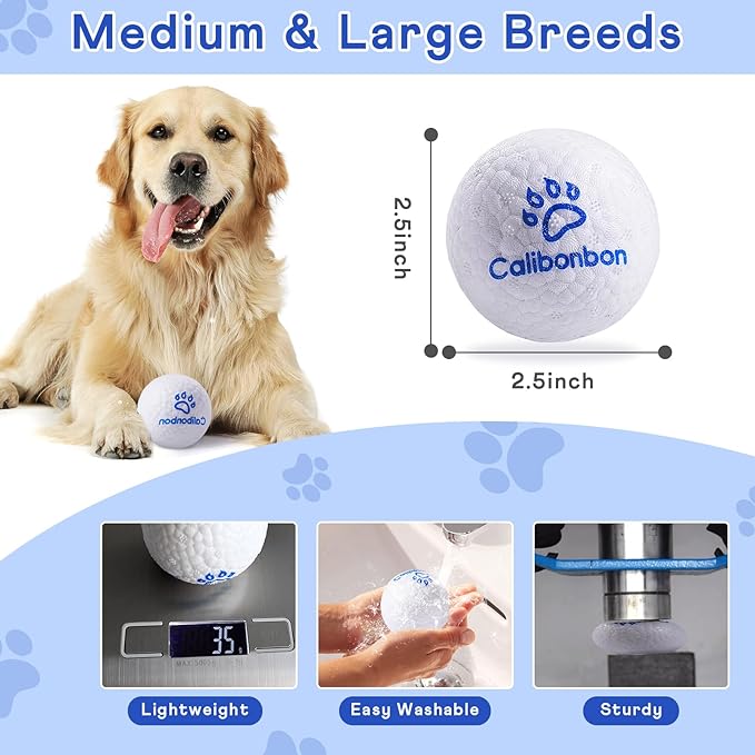 Durable Dog Chew Herding Balls - Indestructible Tennis Balls for Medium & Small Dogs -Teething Toys for Puppies -Interactive Bouncy Fetch Water Toys