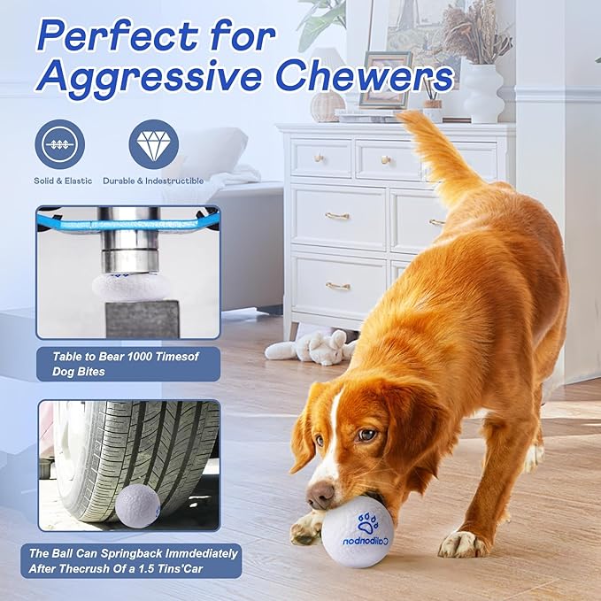 Durable Dog Chew Herding Balls - Indestructible Tennis Balls for Aggressive Chewers -Teething Toys for Puppies, Medium & Large Dogs-Interactive Bouncy Fetch Water Toys