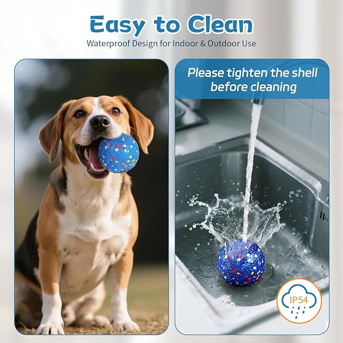 3.4" Interactive Dog Ball–2025 Upgraded Vibrating Dog Ball Made of E-TPU,Ultra-Durable&Rechargeable for Aggressive Chewers, Indoor & Outdoor Play, Keeps Dogs Active,for Small/Medium/Large Dogs