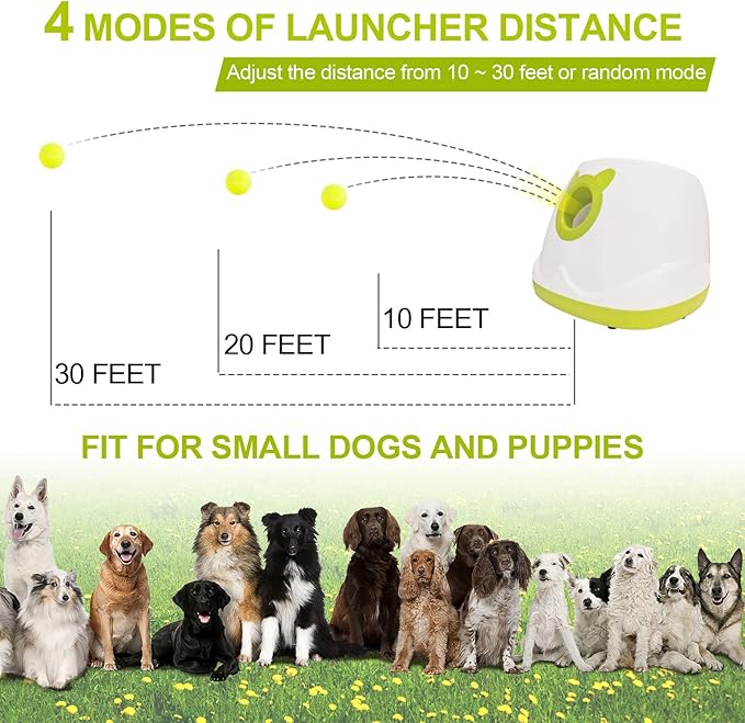 BESTHLS Automatic Dog Ball Launcher Interactive Tennis Ball Thrower Machine for Small Medium Dogs Fetching Distance 10-30ft (White2)