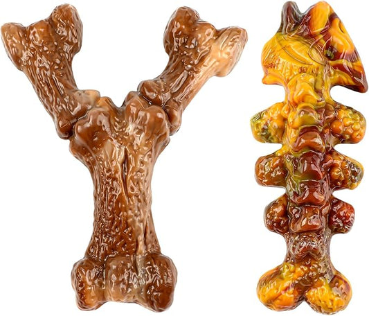 2-Pack Tough Large Dog Chew Toys - Bacon Flavor, Durable Nylon Dog Bone Toy for Aggressive Chewers, Small/Medium/Large Breed - Teeth Cleaning & Training, Avoid Loneliness & Gift