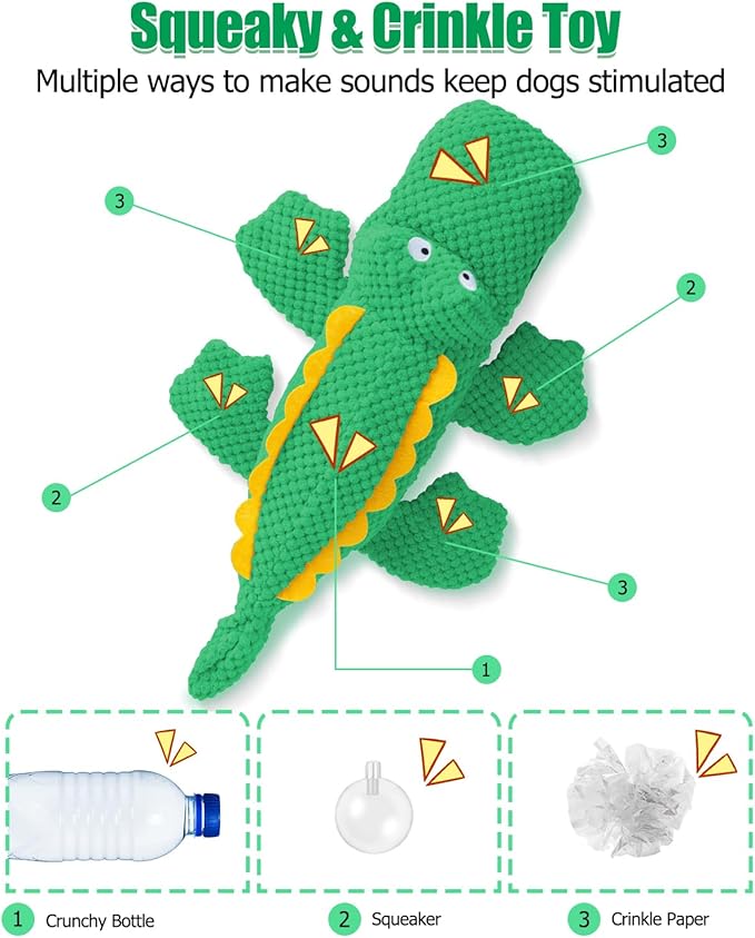 SCHITEC Squeaky Dog Toys, No Stuffing Crinkle Plush Water Bottle Dog Toy, Interactive Squawking Puppy Teething Pet Chew Toy for Small Medium Large Dogs