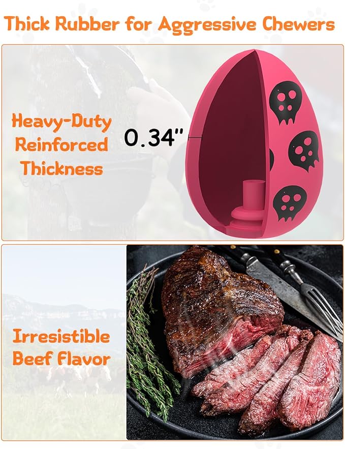 SCHITEC Squeaky Dog Toys for Aggressive Chewers, Tough Rubber Bouncy Balls for Boredom, Durable Pet Chew Toy Ball for Large Medium Breed Dogs (3.4 * 4.5inch)