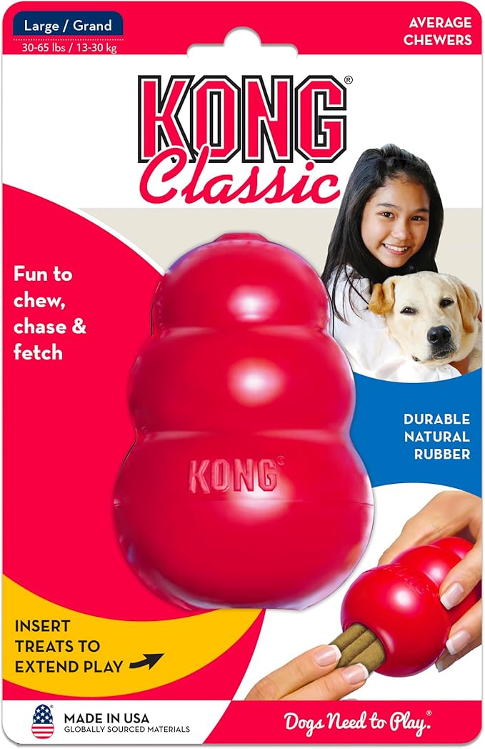 KONG Classic Stuffable Dog Toy - Fetch & Chew Toy for Dogs - Treat-Filling Capabilities & Erratic Bounce for Extended Play Time - Durable Natural Rubber Material - for Large Dogs