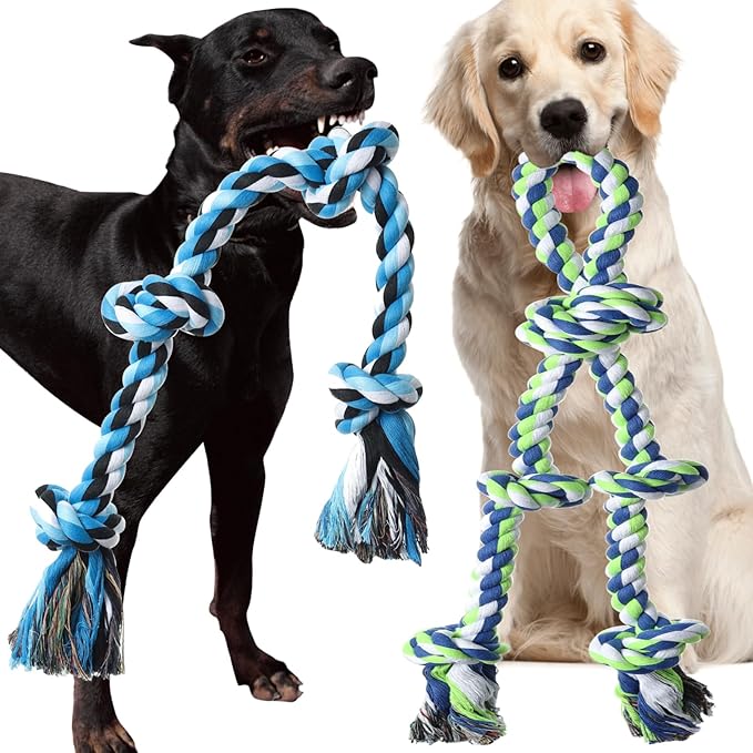 Rope Toy for Dogs, 2 Pack Large Dog Rope Toys for Aggressive Chewers, Heavy Duty Dog Toys for Large Medium Breed, Indestructible Tough Rope Chew Toys Tug of War Dog Toy Teeth Cleaning