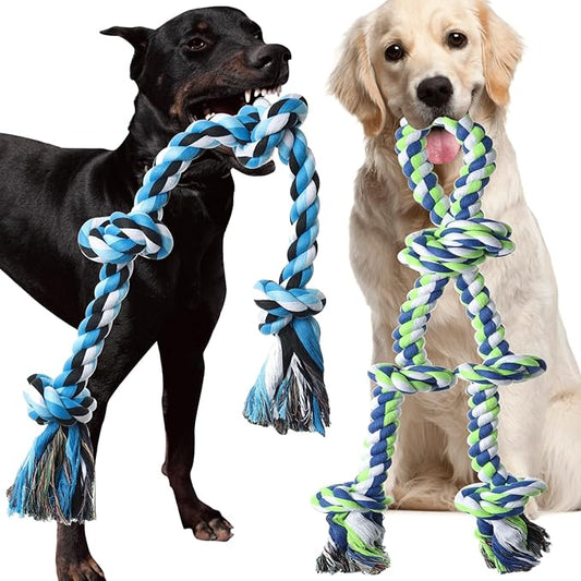 Rope Toy for Dogs, 2 Pack Large Dog Rope Toys for Aggressive Chewers, Heavy Duty Dog Toys for Large Medium Breed, Indestructible Tough Rope Chew Toys Tug of War Dog Toy Teeth Cleaning
