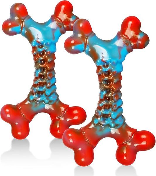 Tough Dog Toys for Aggressive Chewers, 2 Pack Indestructible Dog Chewers for Medium Large Breeds, Dogs Chew Toys Bone to Keep Them Busy, Boredom for Large Breed, Bacon Flavor