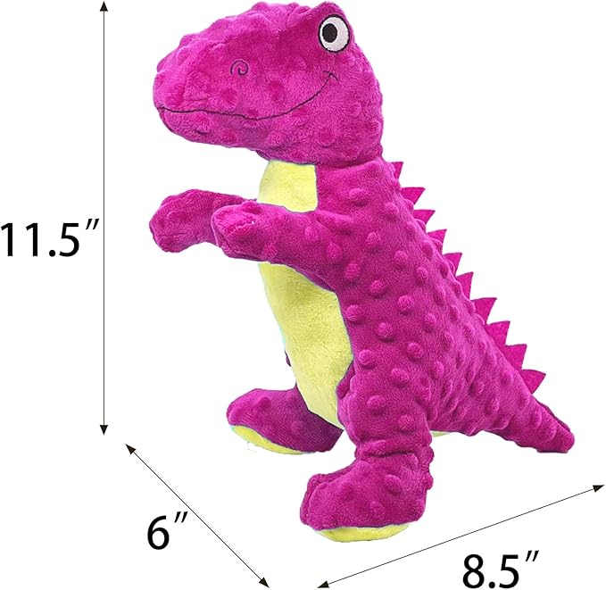 No Stuffing Dog Toys for Aggressive Chewers, Squeaky Wrinkled Toys, Durable Dog Chew Toys, Soft and Tough Plush Toys, Suitable for All Breeds of Dogs. (Dinosaur (Red))