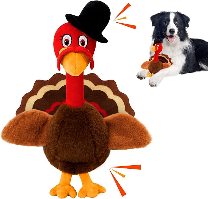 Thanksgiving Dog Toys, Turkey Squeaky Dog Toys with Cotton Rope and Crinkle, Thanksgiving Dog Gifts for Small Medium and Large Dogs