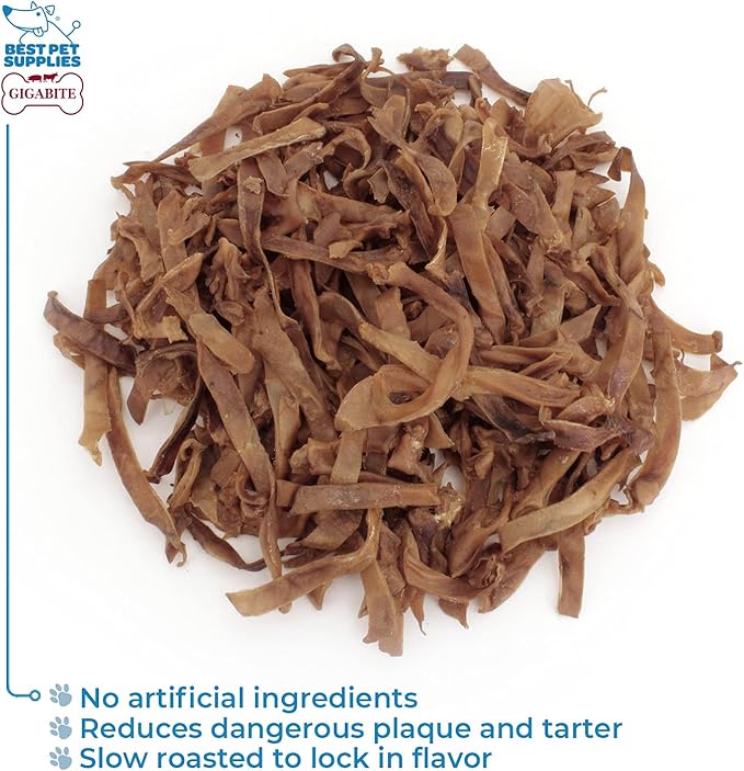 GigaBite Roasted Pig Ears for Dogs, Natural and Healthy Chews, Treats in Whole, Slices, or Sticks, Safe for Puppies and Aggressive Chewers, Clean Teeth and Gums - 2.2 pounds