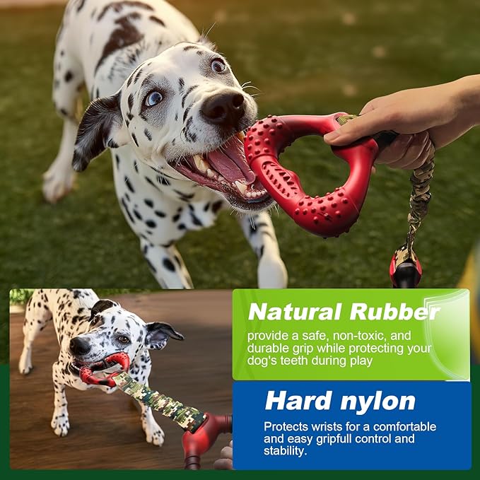 Dog Tug Toy for Large Dogs – Durable Tug-of-War Toy for Aggressive Chewers, Interactive Training Chew Toy with Elastic Rope for Indoor & Outdoor Play