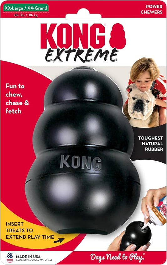 KONG Extreme Dog Toy - Fetch & Chew Toy - Treat-Filling Capabilities & Erratic Bounce for Extended Play Time Most Durable Natural Rubber Material - for Power Chewers - for Small Dogs