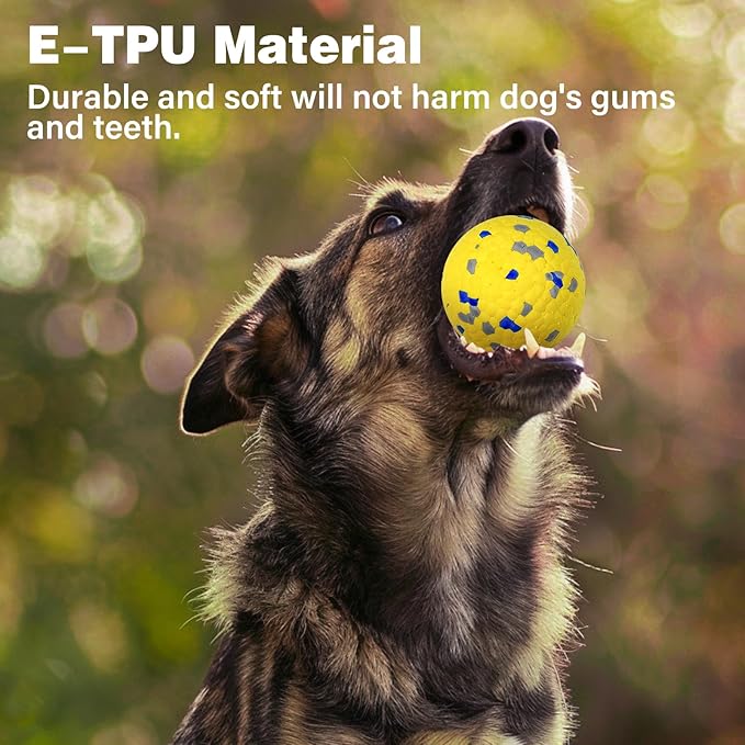 Indestructible Dog Ball Toy, Durable Dog Tennis Balls for Aggressive Chewers, High Bounce & Floating Balls for Dogs, Jolly Ball for Fetch in Yard, Beach & Pool(4 Pack)