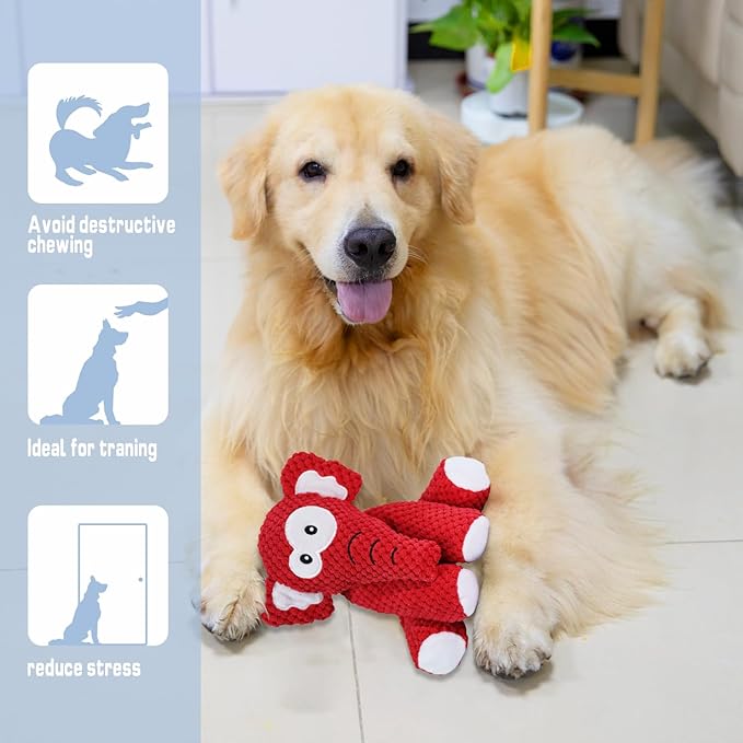 Bzonsmart Dog Toys, Squeaky Plush Dog Toy for Puppy Small Medium Dogs, Cute Soft Stuffed Puppy Toys for Teeth Cleaning and Boredom