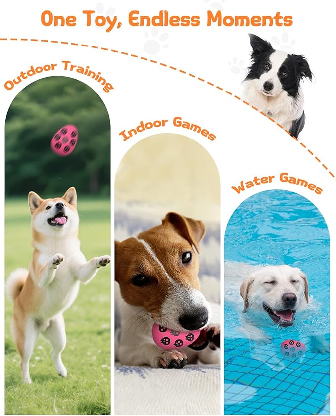 SCHITEC Squeaky Dog Toys for Aggressive Chewers, Tough Rubber Bouncy Balls for Boredom, Durable Pet Chew Toy Ball for Large Medium Breed Dogs (2.8 * 3.7inch)