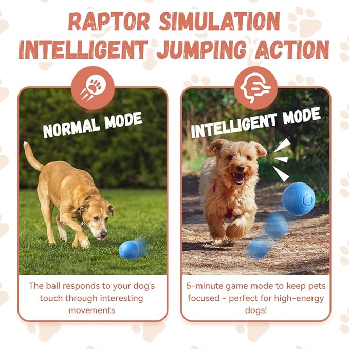 Smart Jumping Ball for Dogs, Smart Jumping Ball Dog Toy with Two Modes, Viral Shaky Toy for Dogs, Automatic Interactive Bouncing Balls with Rechargeable Battery Endless Playtime (Orange+Blue)