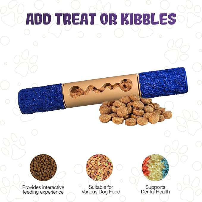 Indestructible Dog Chew Toy – Tough Rubber Stick for Aggressive Chewers, Safe & Treat-Fillable, Teething Toy for Large Breed & Puppies