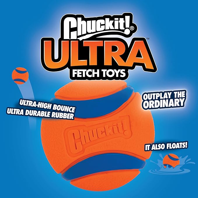 Chuckit! Ultra Ball Dog Toy - Size XL - for Dogs 100+ lbs - Made from Durable Rubber - Super Bouncy - Floats in Water - 3.5-inch Diameter - Pack of 2