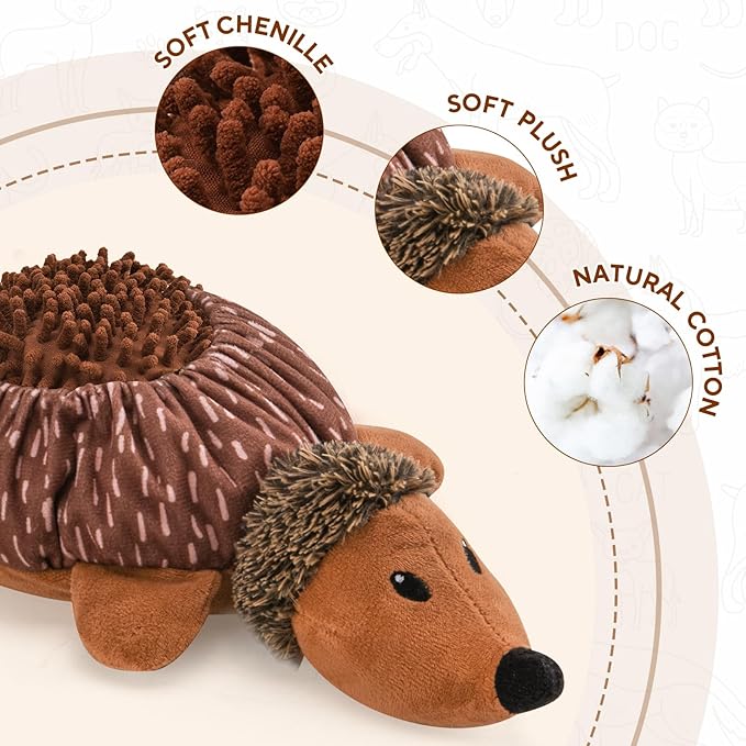 Interactive 2 in1 Snuffle and Squeaky Plush Dog Toy, Treat Hiding Dog Toys, Enrichment Stuffed Toys, Hedgehog Shape