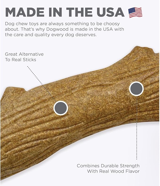 Petstages Dogwood Durable Dog Chew Toy, Small - Long Lasting Chew Stick Made with Real Wood - USA Made, S