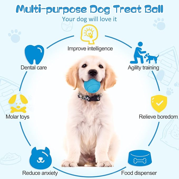 HIPPIH Dog Puzzle Toys 2 Pack, Dog Enrichment Toys for Large Dogs & Small Dogs, Puppy Balls for Treat Dispensing, Durable Balls for Teeth Cleaning/IQ Training/Chewing