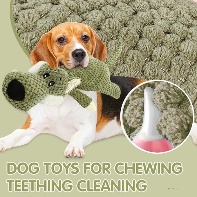 Dog Plush Toys for Aggressive Chewers, 2025 New Interactive Dog Toys for Heavy Chewers Durable Chew Toys Dog Plush Toy, Upgrade Dog Toys Indestructible Dog Puppy Squeaky Chew Toys (Grey+Green)