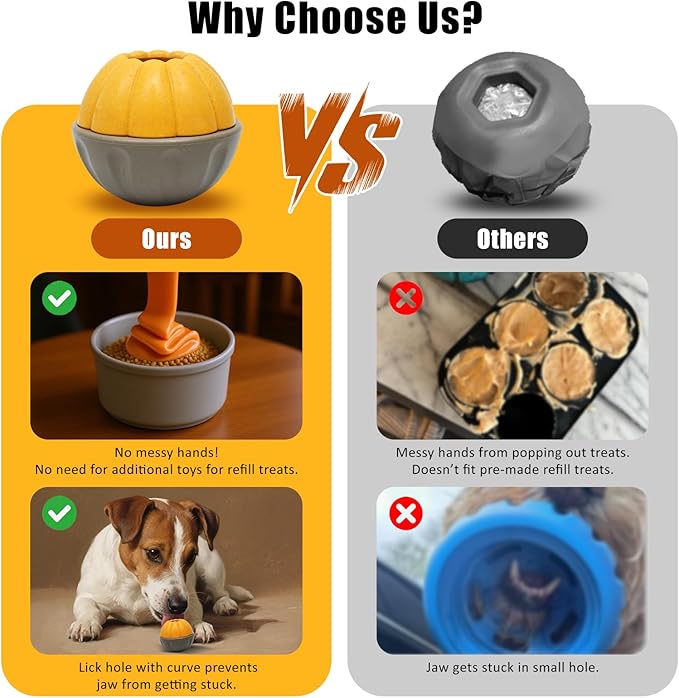 2 Pack Frozen Dog Treat Toy for Aggressive Chewers, Treat Dispensing Enrichment Toy – Freezable Interactive Chew Toy to Keep Dogs Busy – Durable Dog Puzzle Feeder for Boredom Relief, Yellow