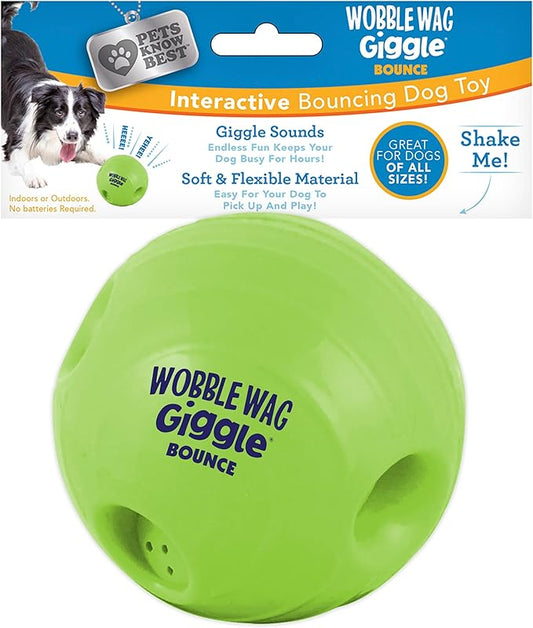 Wobble Wag Giggle Bounce Interactive Dog Toy- Sound Making Bouncing Ball for Dogs Ages Indoor & Outdoor Play, Soft & Durable with Easy Grip Design- Pets Know Best