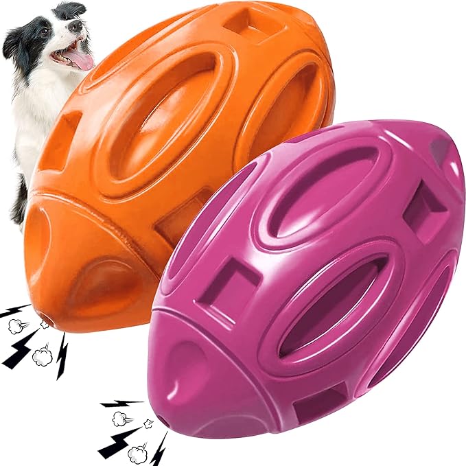 2 Pack Squeaky Dog Toys for Aggressive Chewers Large Medium Small Puppy Interactive Dog Chew Toy Durable Rubber Indestructible Tough Ball
