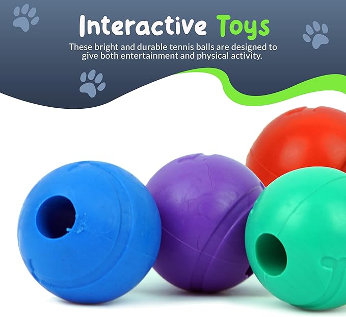 Balls for Aggressive Chewers - Small Dogs and Puppies - 1.5 Inch - 4 Pack - Indestructible Rubber Dog Chew Toys Bulk for Miniature Toy Breeds