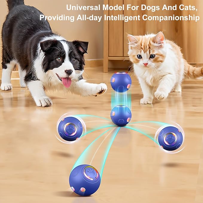 Interactive Dog Ball Toys, Automatic Moving Motorized Rolling Dog Balls, Automatic Bouncing Pet Toy Balls, USB Rechargeable Sporty Rolling Toys, Play Balls for Dogs to Play with(Blue)