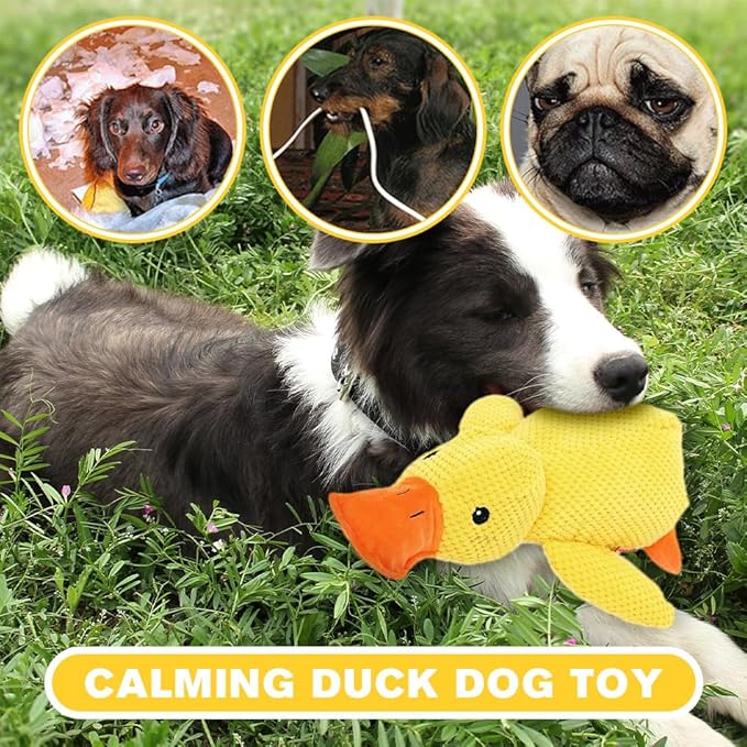 Quack-Quack Duck Dog Toy,Durable Plush Chew Toy with Sounds,Stuffed Plush Calming Duck Dog Toy for Indoor Puppies and Senior Pups (Yellow, S+M+L)