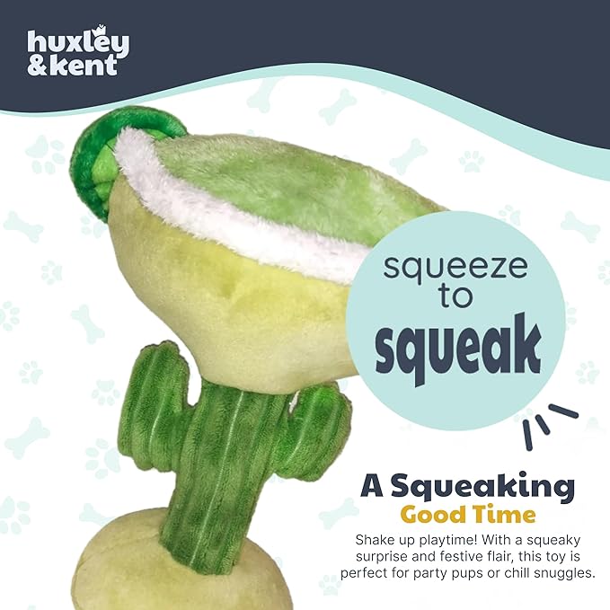 Huxley & Kent Plush Dog Toy w/Squeaker - Power Plush Stuffed Toy for Dogs - Cute, Funny & Tough Toys for Small & Large Dogs - Margarita Loco, Large