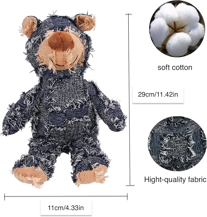 MAXBECK Dog Companion for Heavy Chewers- Indestructible Robust Bear Dog Toy, Resistant Squeaky Dog Toys for Heavy Chewers, Unbreakable Stuffed Plush Dog Toys for Aggressive Chewers (F-Oak+Purple)