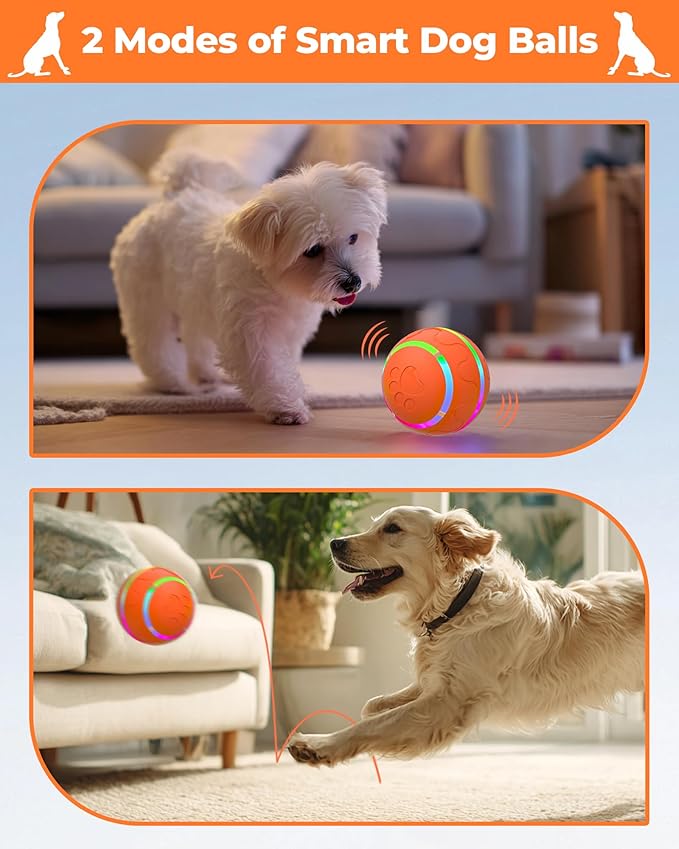 Interactive Rolling Dog Toys Dog Ball,[2025 Newly Upgraded] Durable Motion Activated Automatic Moving, Bouncing, Vibrating Pet Toys for Small/Medium/Large Dogs,USB Rechargeable, Waterproof