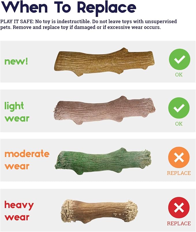 Petstages Outward Hound Super Dogwood Durable Dog Chew Toy, Large - Long Lasting Chew Stick Made with Real Wood - USA Made, L